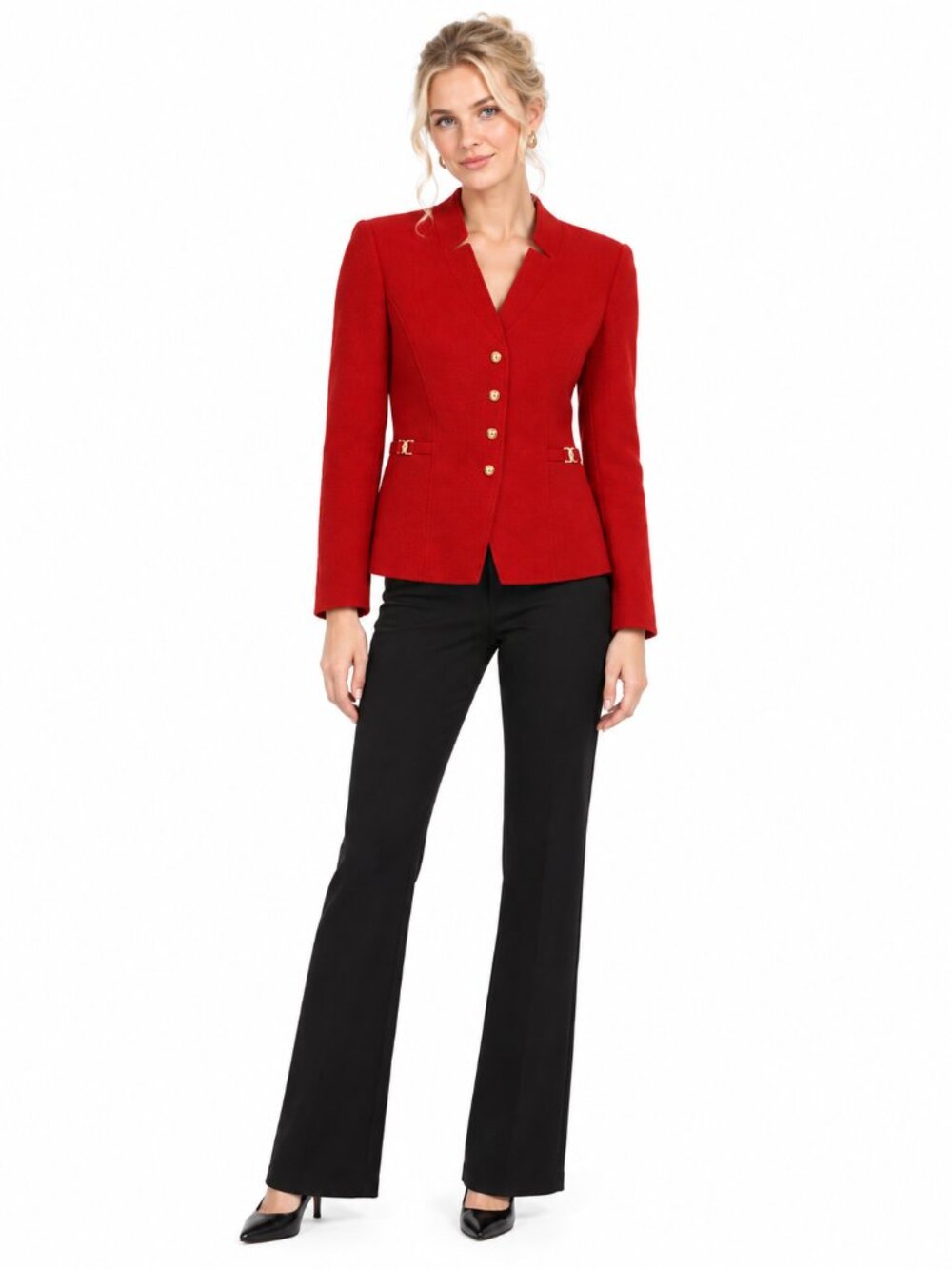TAHARI Arthur S. Levine Petite Embellished Pearl Blazer Jacket Red 10P #A4592